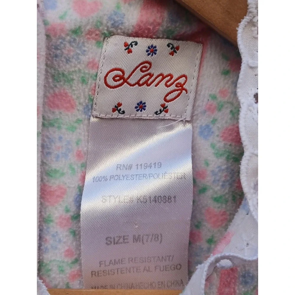 VTG Lanz of Salzburg Nightgown Girl's Medium (7/8)Pink Blue Tyrolean Hearts